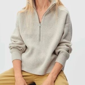 Everlane Women's Cream Half-Zip Sweater
